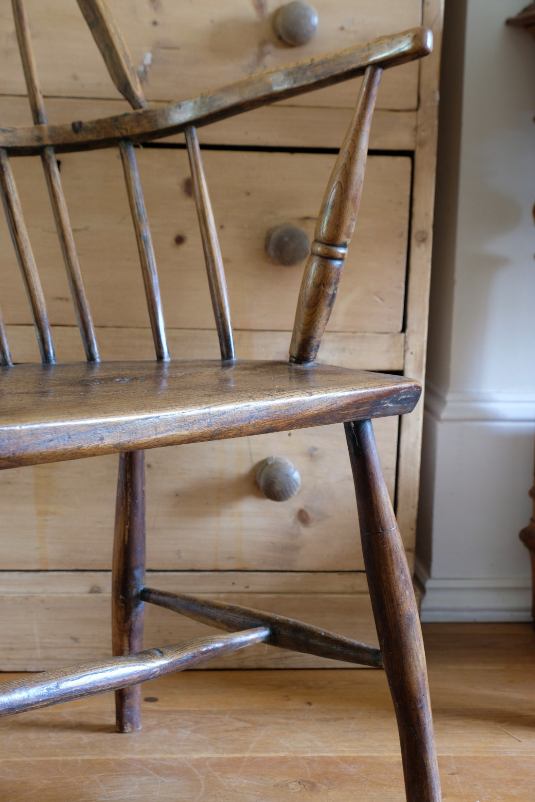 Primitive ash & elm windsor stick back chair circa 1830