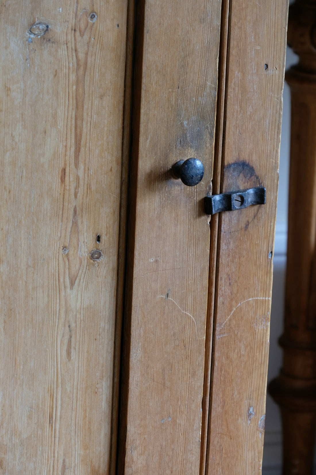Antique pine single door pantry cupboard with tongue & groove panels