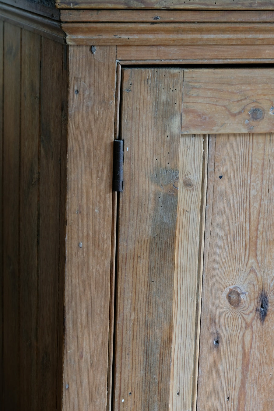 Antique pine single door pantry cupboard with tongue & groove panels
