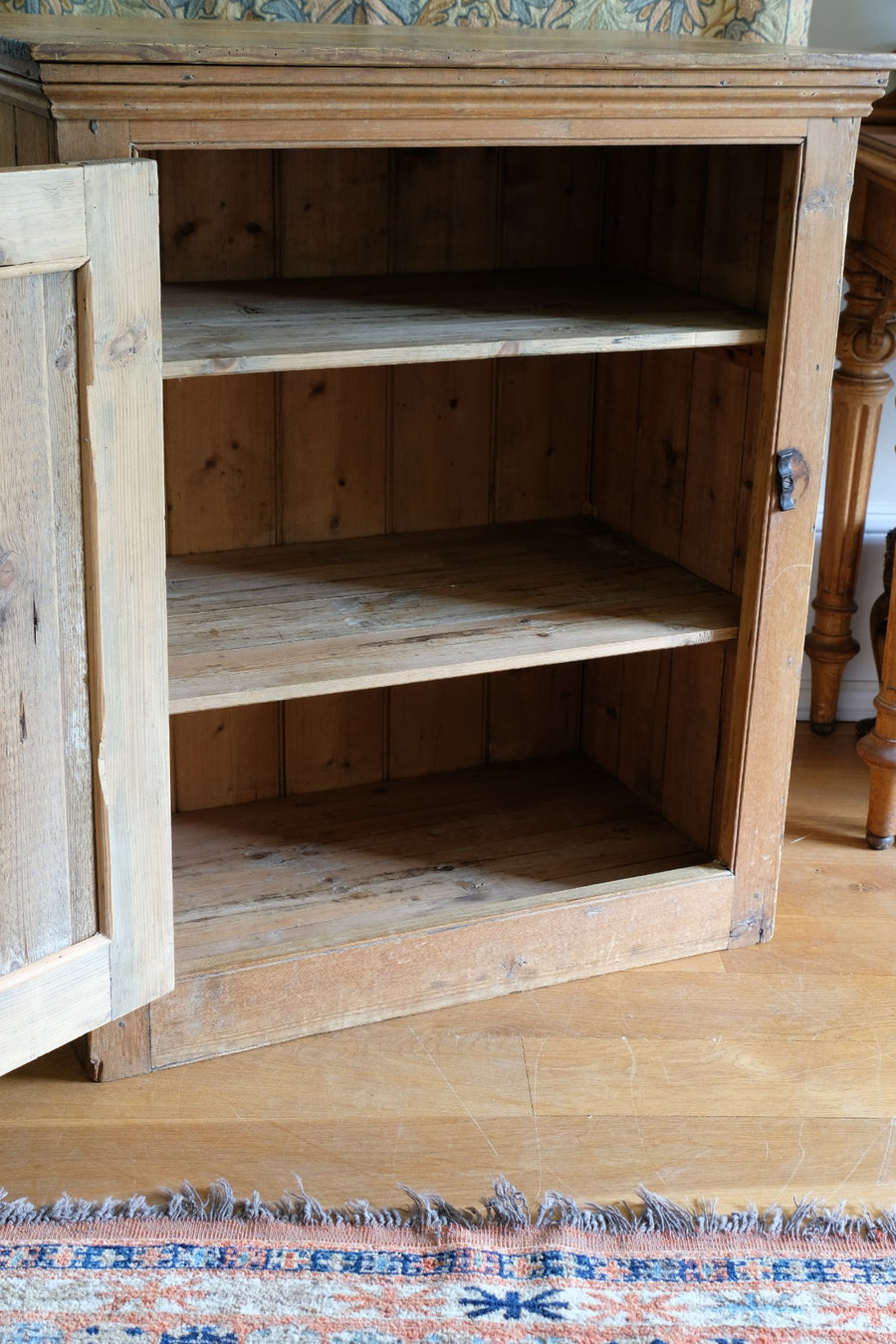 Antique pine single door pantry cupboard with tongue & groove panels