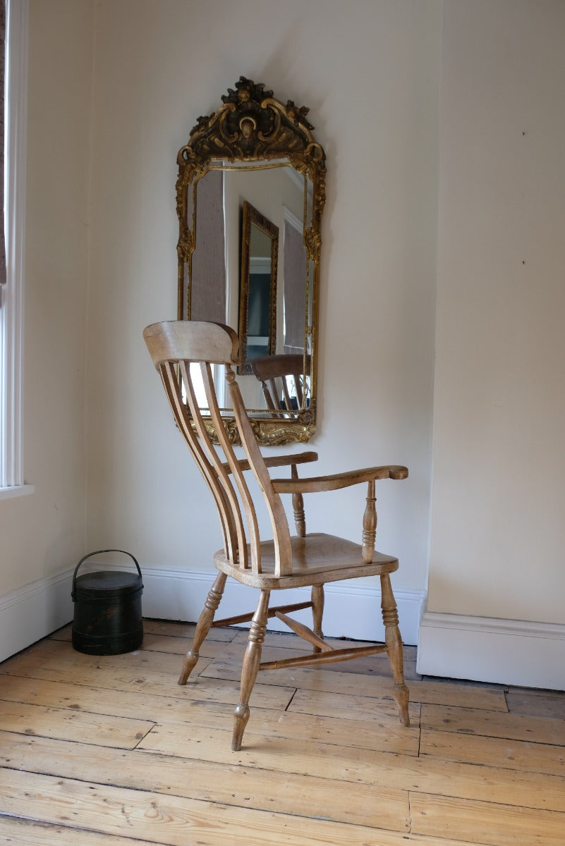 Beech High Back Chair With Slat Back