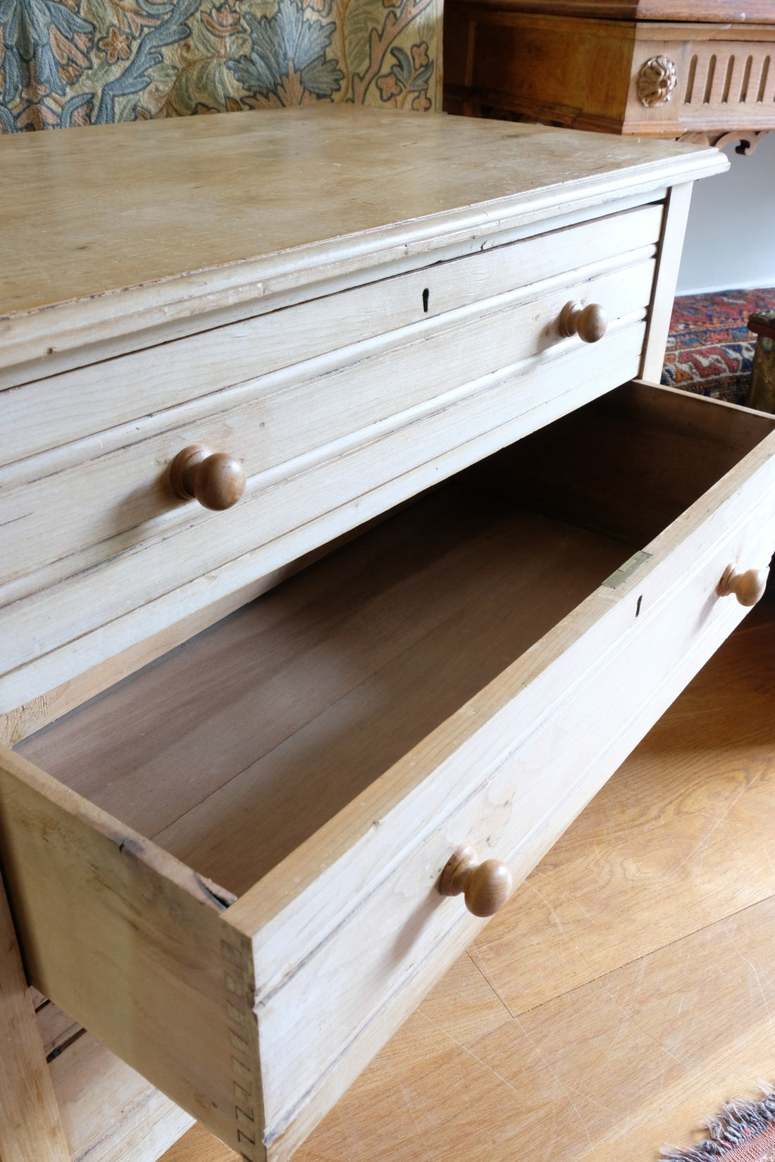 Antique ash chest of three graduated drawers circa 1910