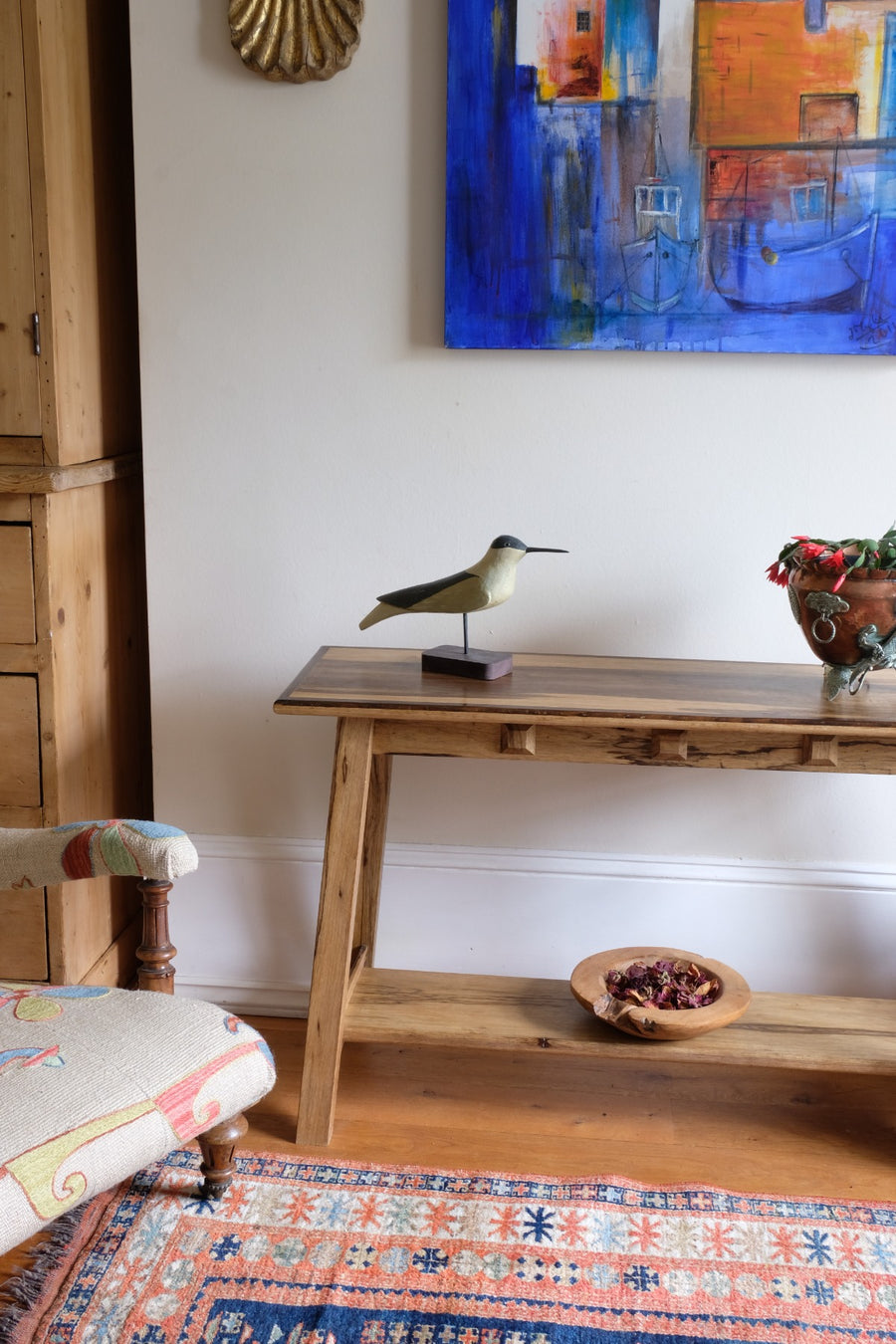 Arts & Crafts Mission style console table made with black limba