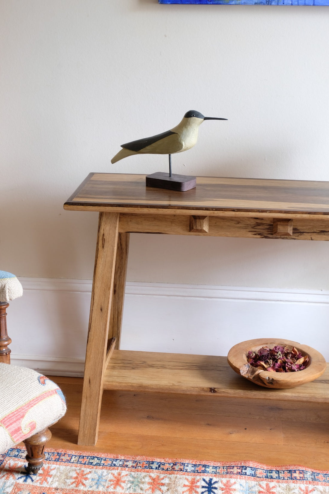 Arts & Crafts Mission style console table made with black limba