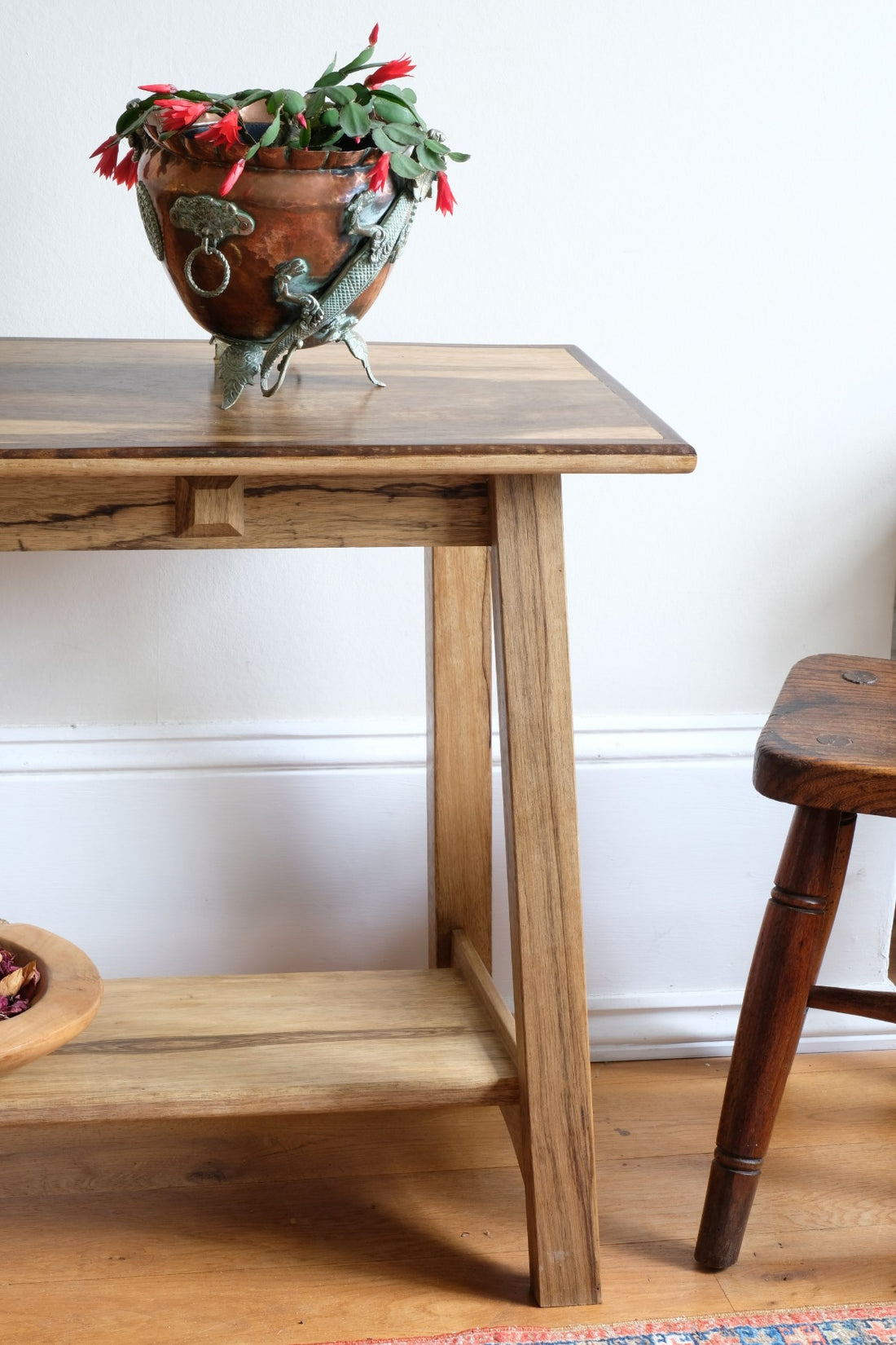 Arts & Crafts Mission style console table made with black limba