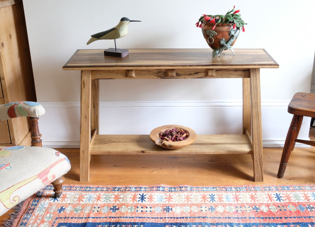Arts & Crafts Mission style console table made with black limba