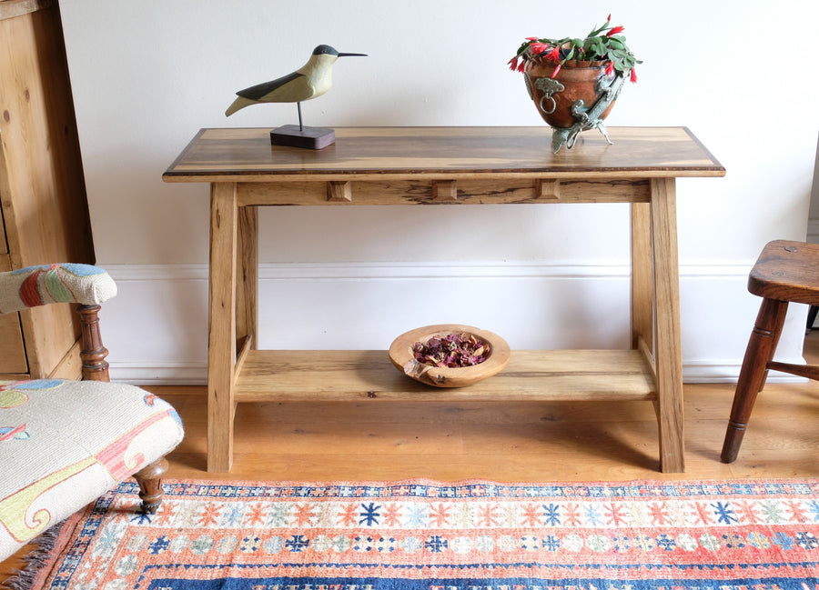 Arts & Crafts Mission style console table made with black limba