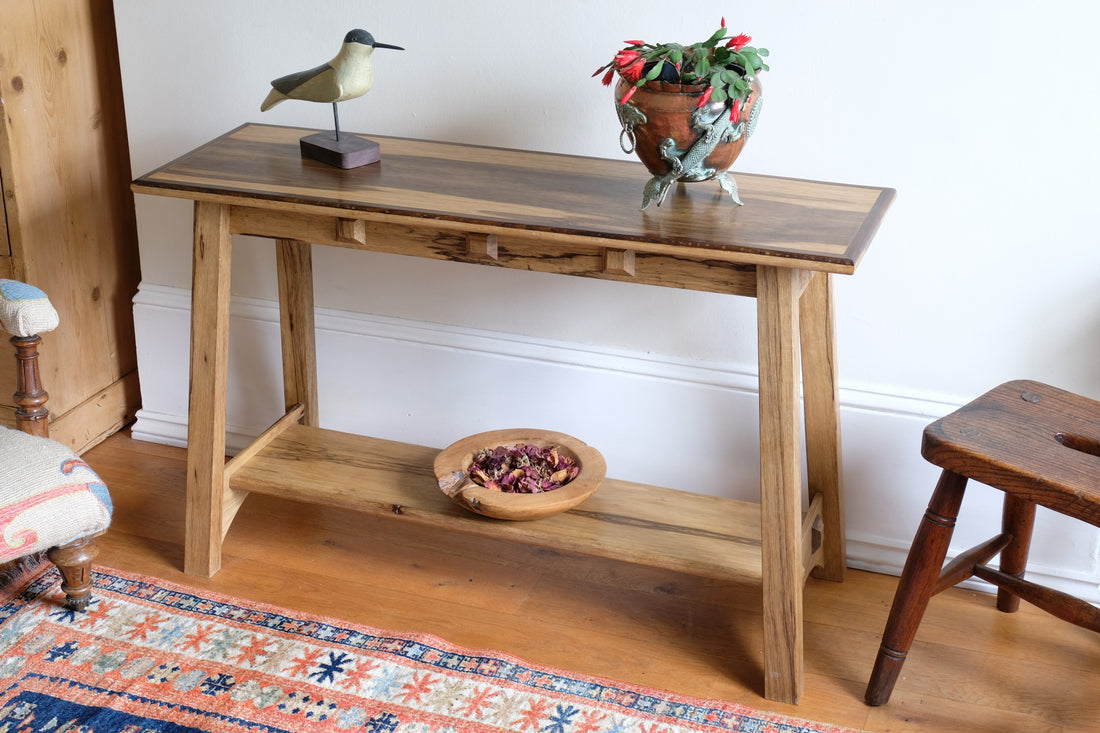 Arts & Crafts Mission style console table made with black limba