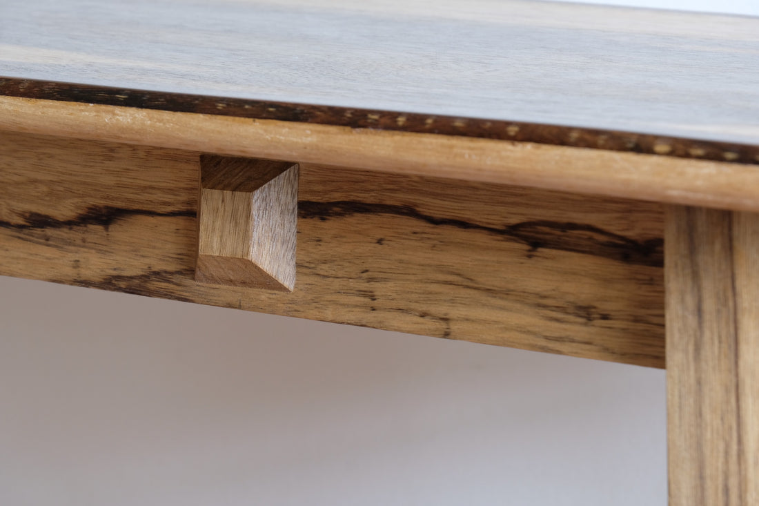 Arts & Crafts Mission style console table made with black limba