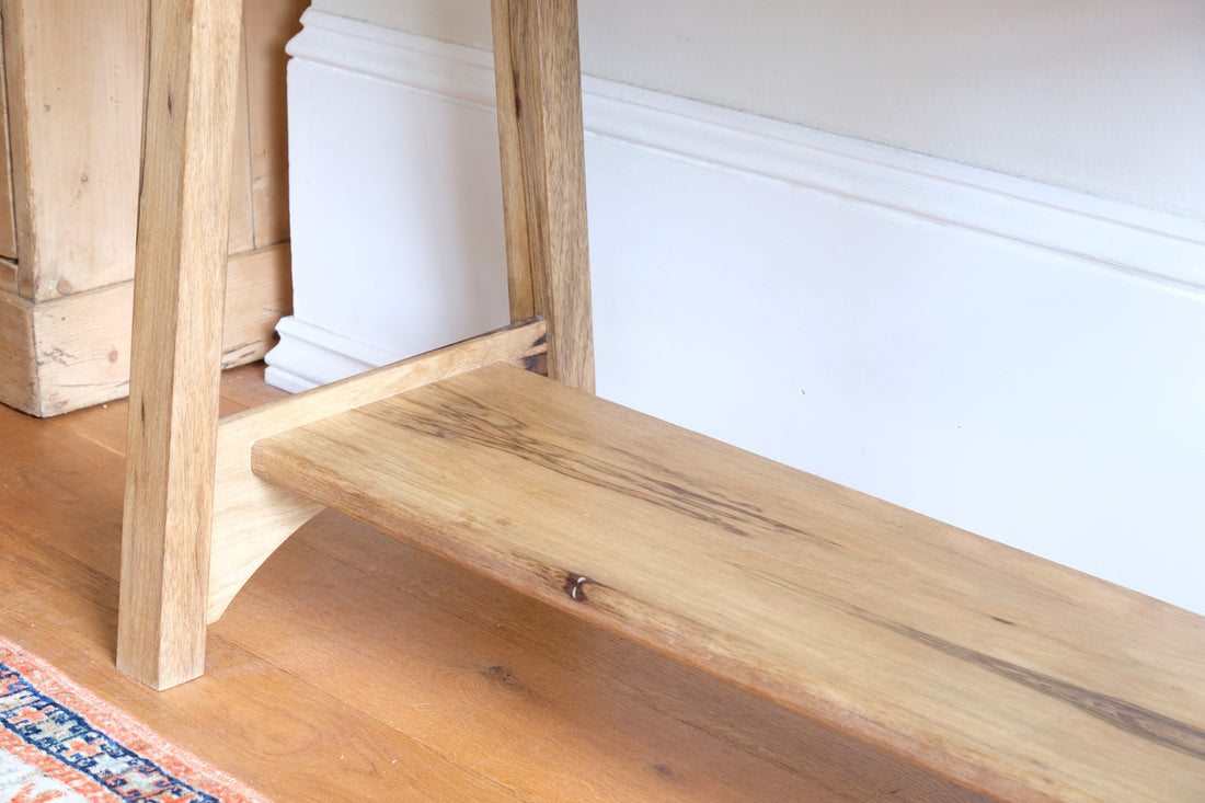 Arts & Crafts Mission style console table made with black limba