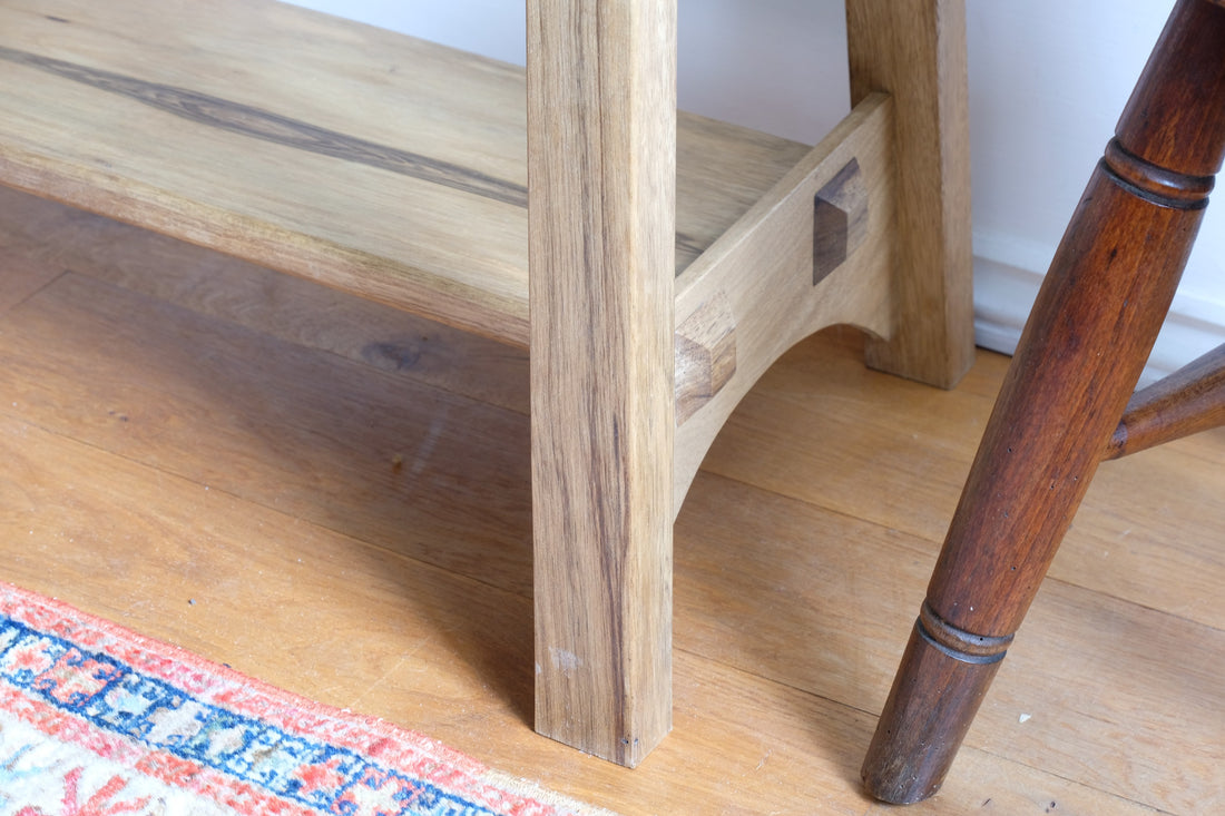 Arts & Crafts Mission style console table made with black limba