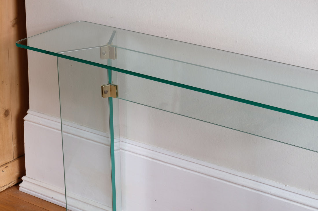 Modern glass hall table in the manner of Leon Rosen