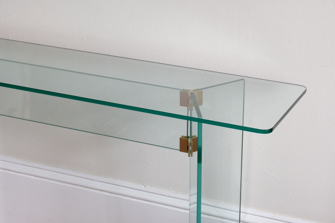 Modern glass hall table in the manner of Leon Rosen