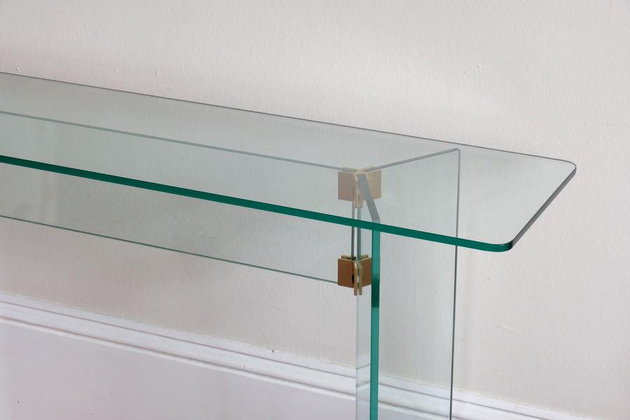 Modern glass hall table in the manner of Leon Rosen