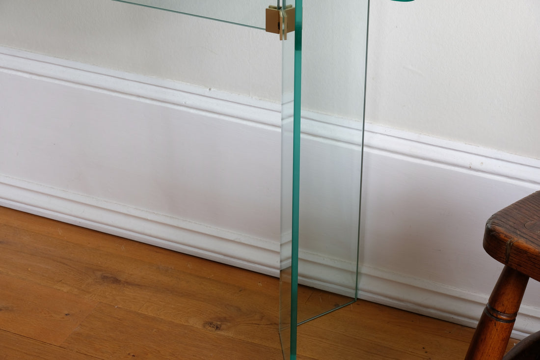 Modern glass hall table in the manner of Leon Rosen