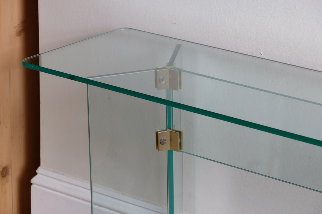 Modern glass hall table in the manner of Leon Rosen