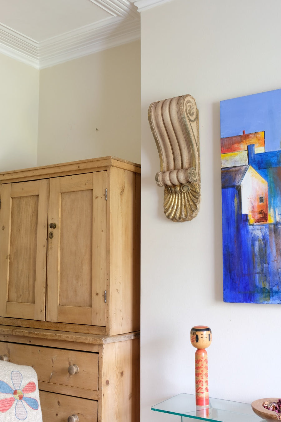 Architectural Pair Of Carved Giltwood Oak Corbels