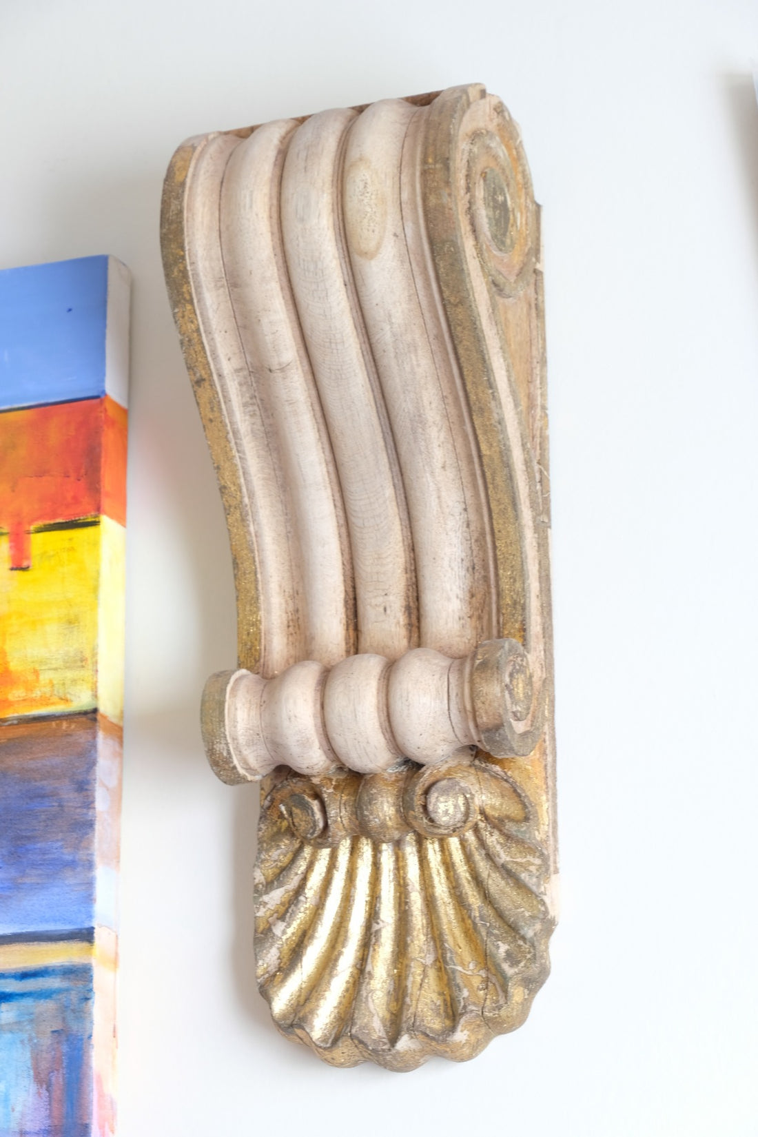 Architectural Pair Of Carved Giltwood Oak Corbels
