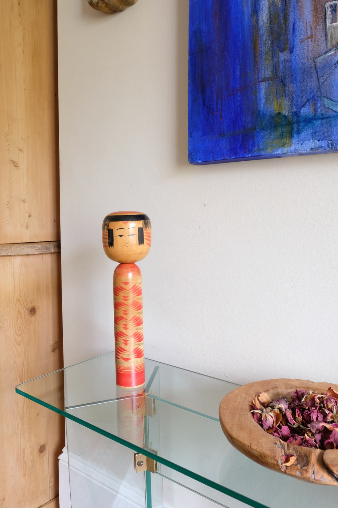 Handcrafted Vintage Japanese Kokeshi Doll with Artist Signature