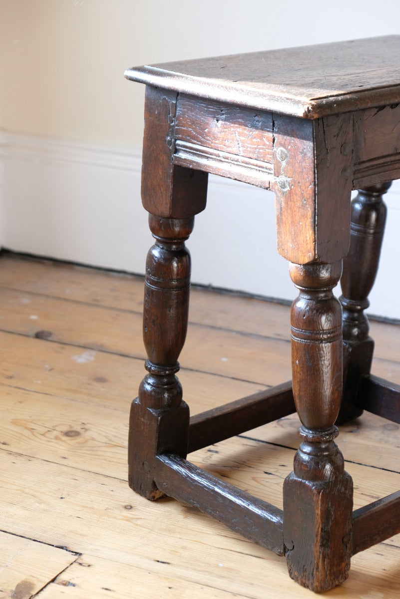 18th Century Carved Oak Jointed Stool