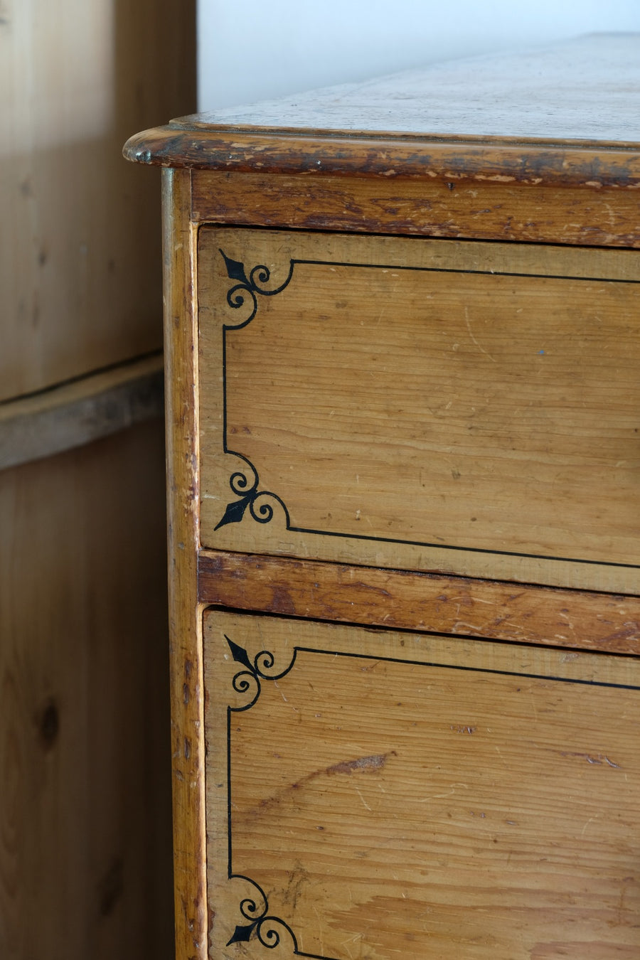 Antique painted pine chest of six drawers circa 1860