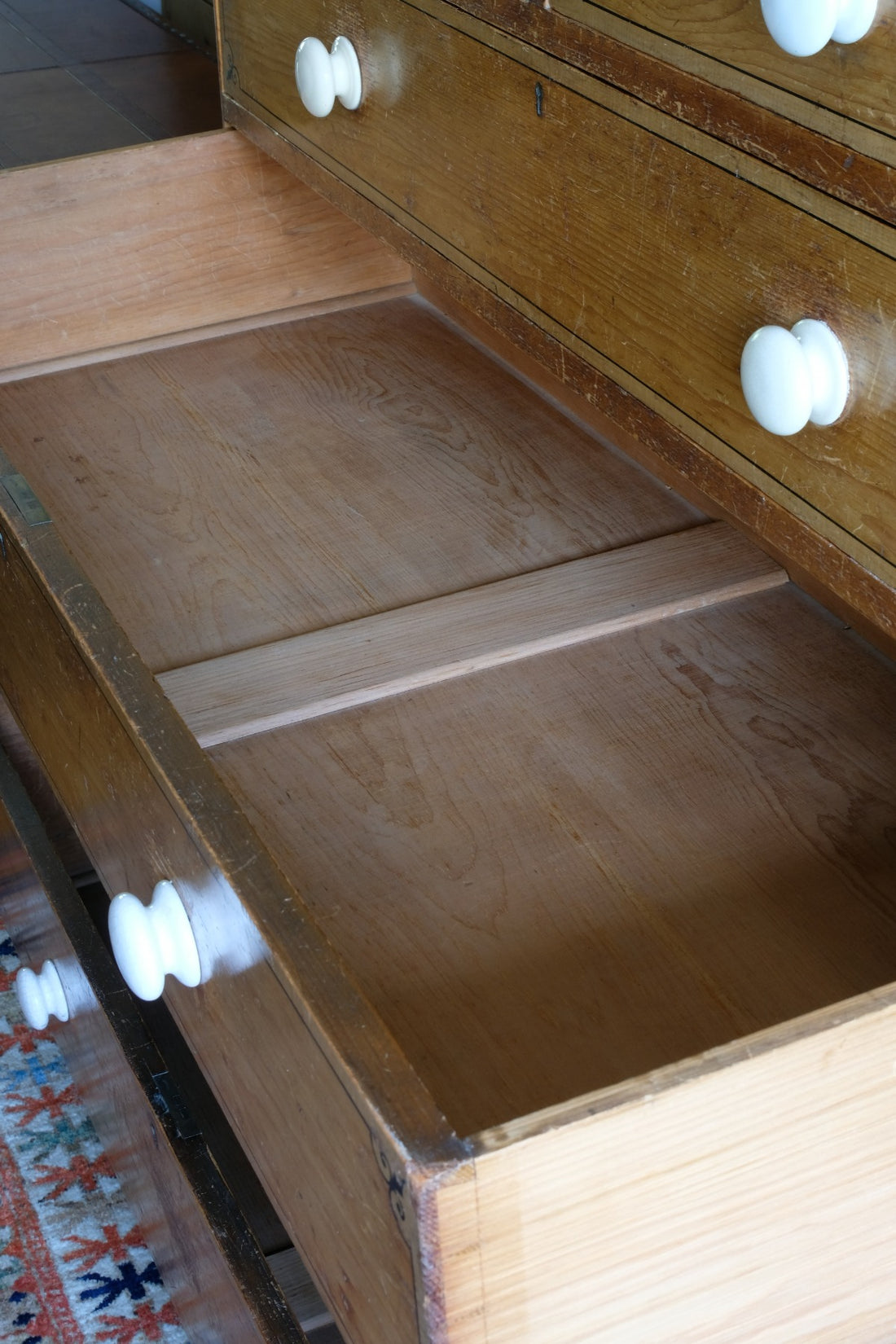 Antique painted pine chest of six drawers circa 1860