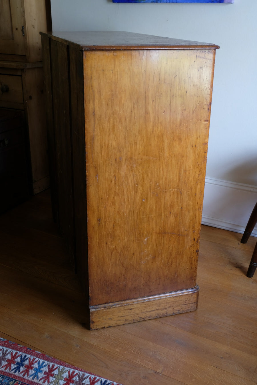 Antique painted pine chest of six drawers circa 1860