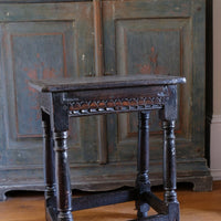 18th Century Oak Rectangular Chip Carved  Stool