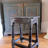 18th Century Oak Rectangular Chip Carved  Stool