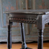 18th Century Oak Rectangular Chip Carved  Stool