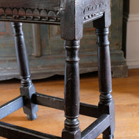 18th Century Oak Rectangular Chip Carved  Stool