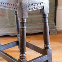 18th Century Oak Rectangular Chip Carved  Stool