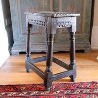 18th Century Oak Rectangular Chip Carved  Stool