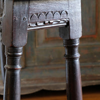 18th Century Oak Rectangular Chip Carved  Stool