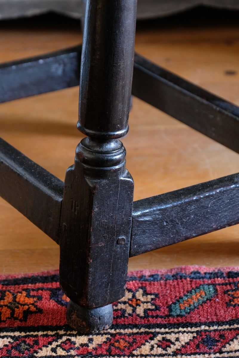 18th Century Oak Rectangular Chip Carved  Stool