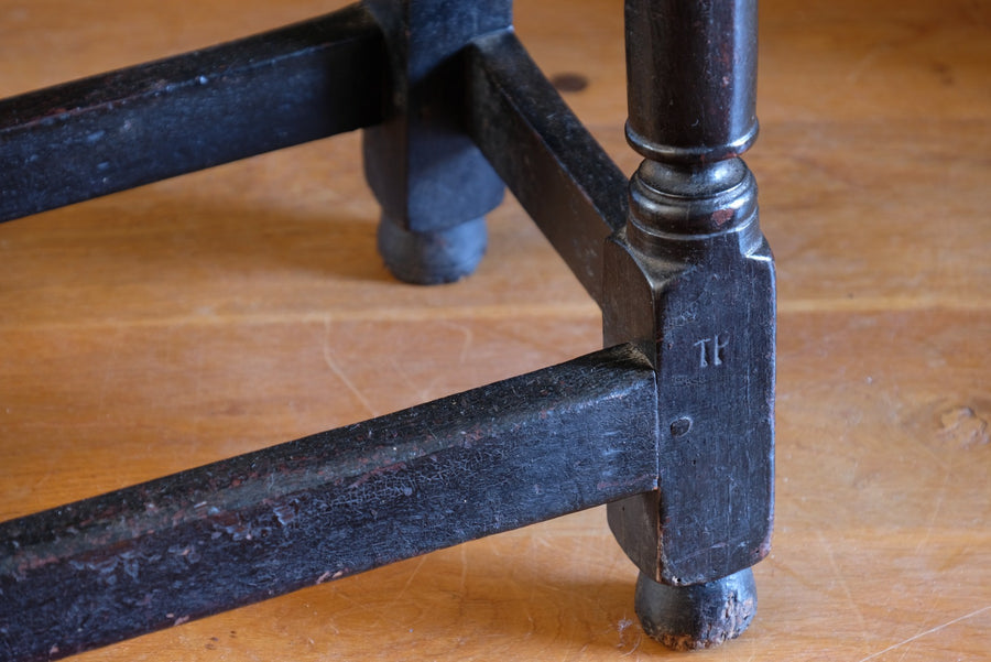 18th Century Oak Rectangular Chip Carved  Stool
