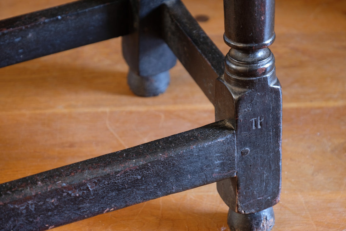 18th Century Oak Rectangular Chip Carved  Stool