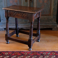 19th Century Oak Stool Sitting On Cup Feet