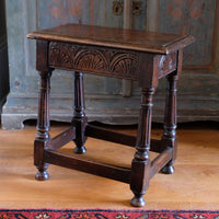 19th Century Oak Stool Sitting On Cup Feet