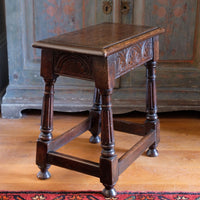 19th Century Oak Stool Sitting On Cup Feet