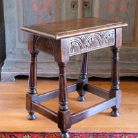 19th Century Oak Stool Sitting On Cup Feet