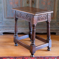 19th Century Oak Stool Sitting On Cup Feet