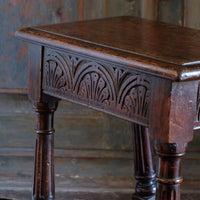 19th Century Oak Stool Sitting On Cup Feet