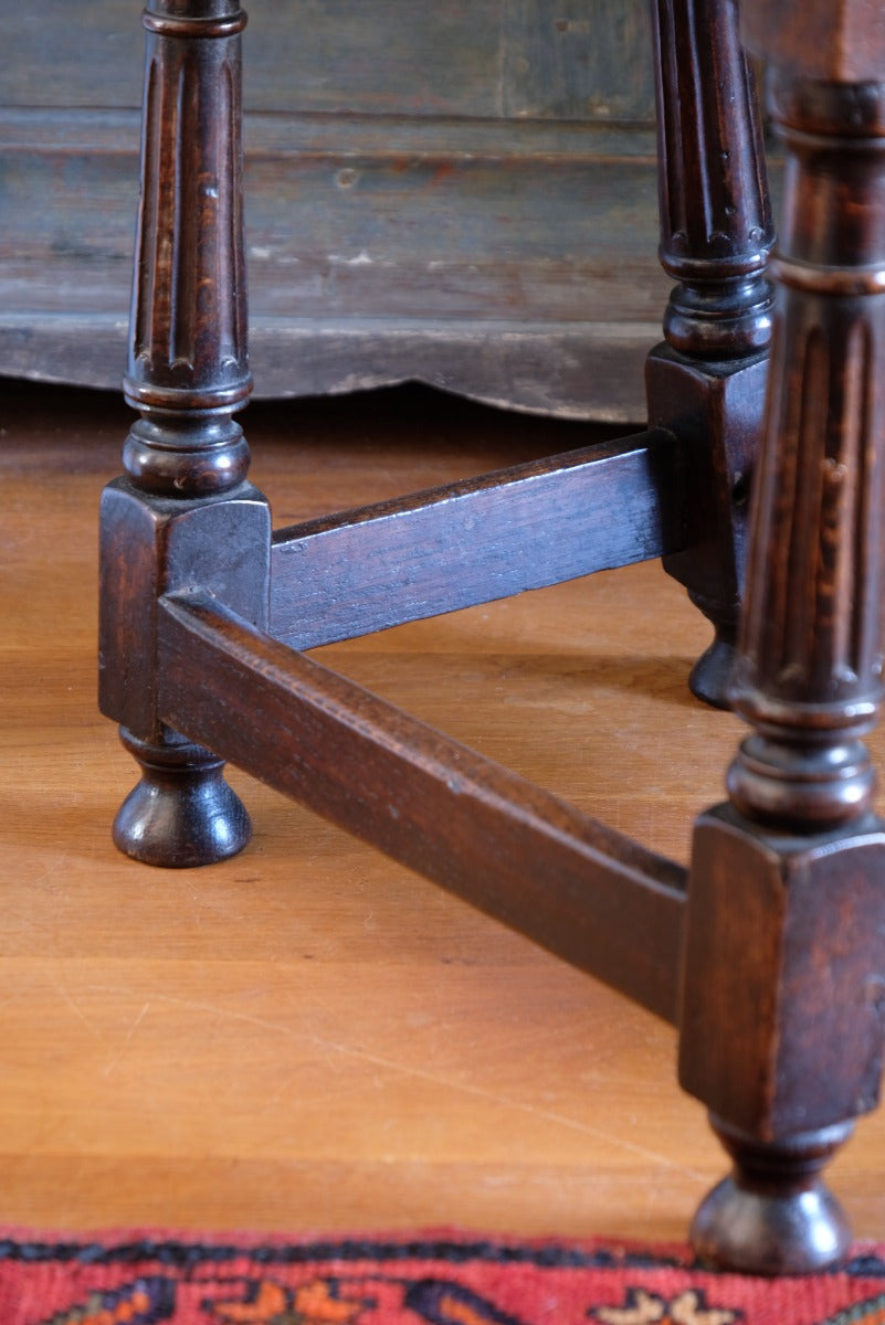 19th Century Oak Stool Sitting On Cup Feet