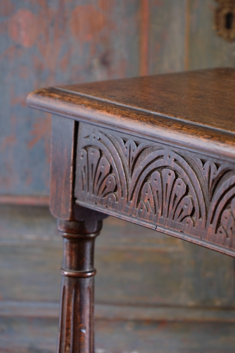 19th Century Oak Stool Sitting On Cup Feet