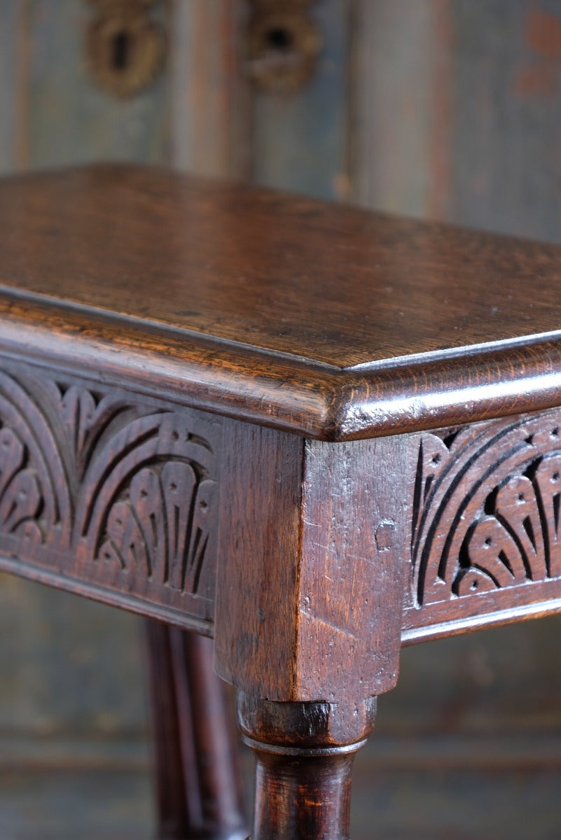 19th Century Oak Stool Sitting On Cup Feet