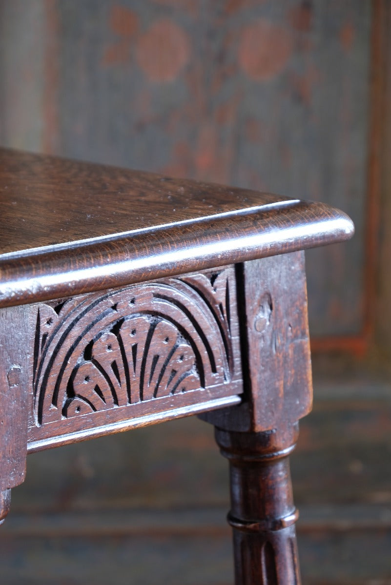 19th Century Oak Stool Sitting On Cup Feet