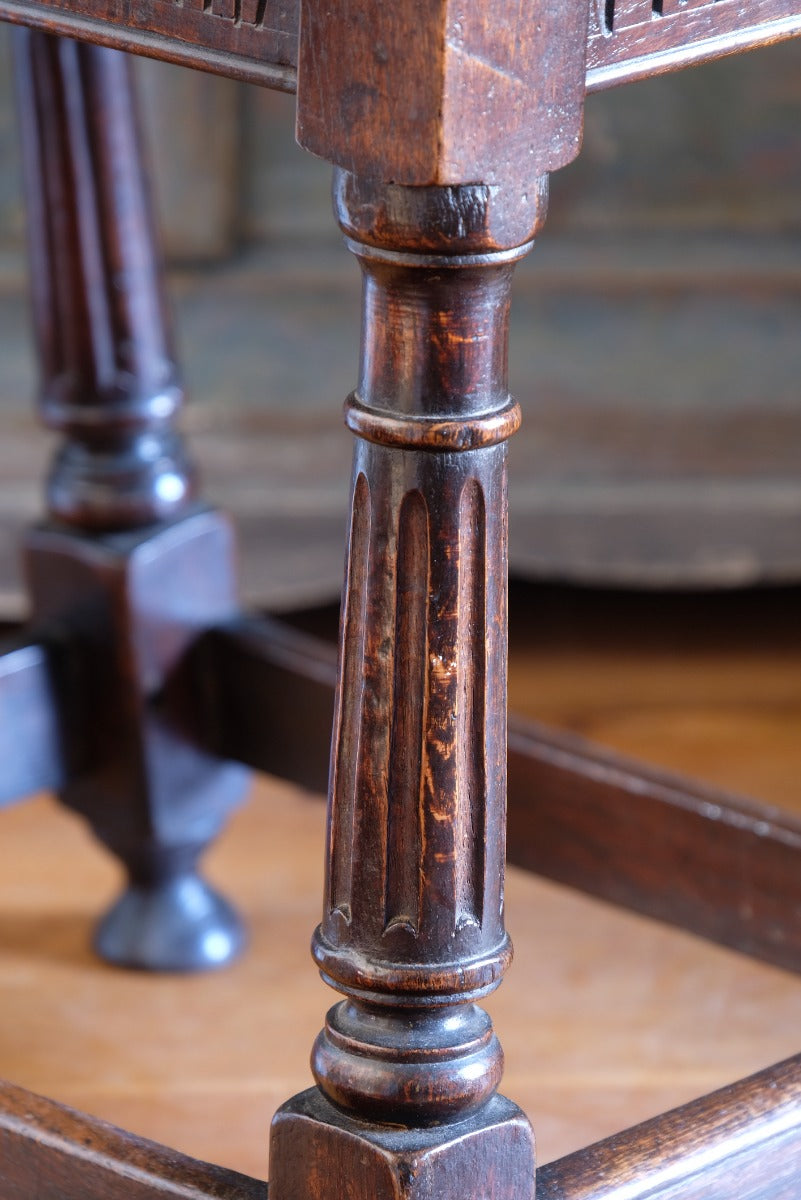 19th Century Oak Stool Sitting On Cup Feet