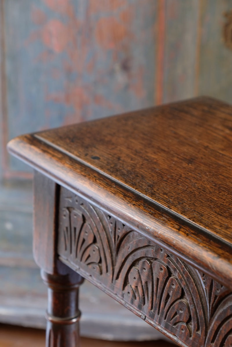 19th Century Oak Stool Sitting On Cup Feet