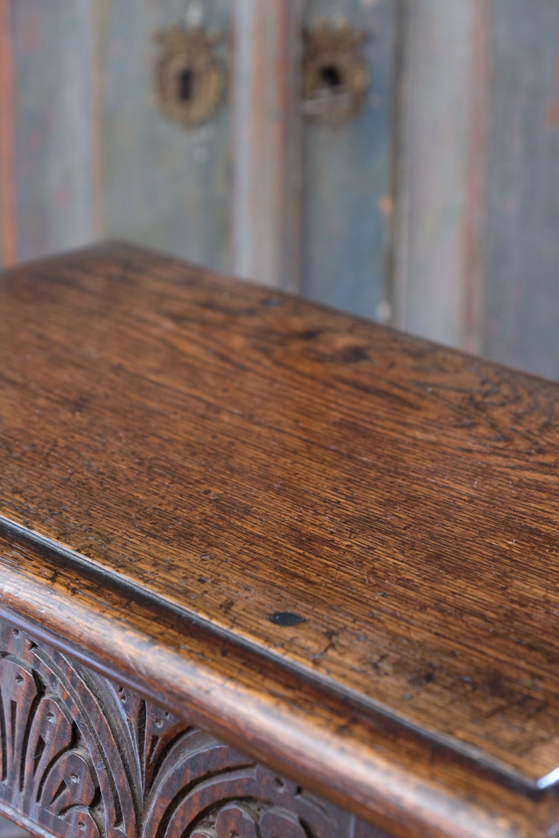 19th Century Oak Stool Sitting On Cup Feet